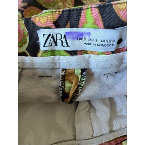 Zara 70s Multicolored Groove Flare Paisley Printed Pant Size S - Picture 9 of 9